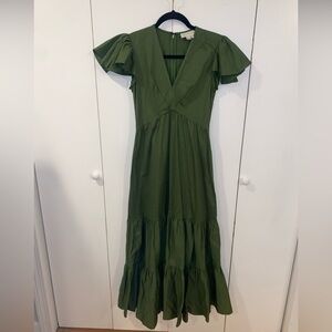 Sachin and Babi V-Neck Olive Green Maxi Dress Size 0